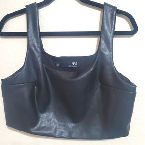 - BBJ black Leather Crop Top Sz L